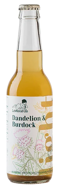 Натуральный лимонад Одуванчик и Лопух со стевией / Lemonardo Dandelion & Burdock Light, стеклянная бутылка 330мл.