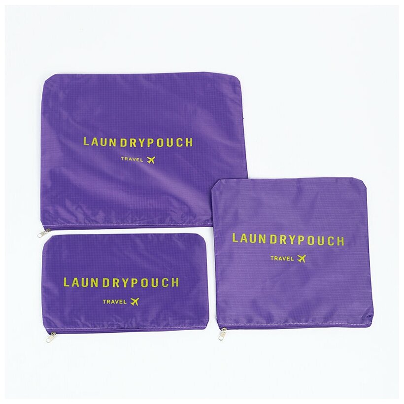 Набор для путешествий и хранения из 6 сумок органайзеров "Laundry pouch" фиолетовый - фотография № 9