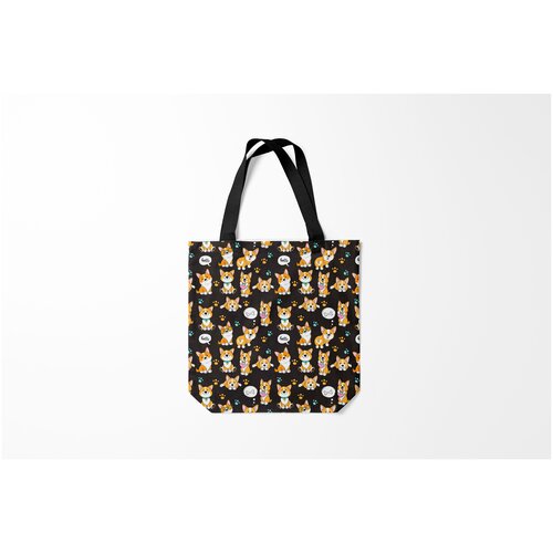 фото Сумка-шоппер / 40х40 см / собаки / вельш корги милые песики burnettie