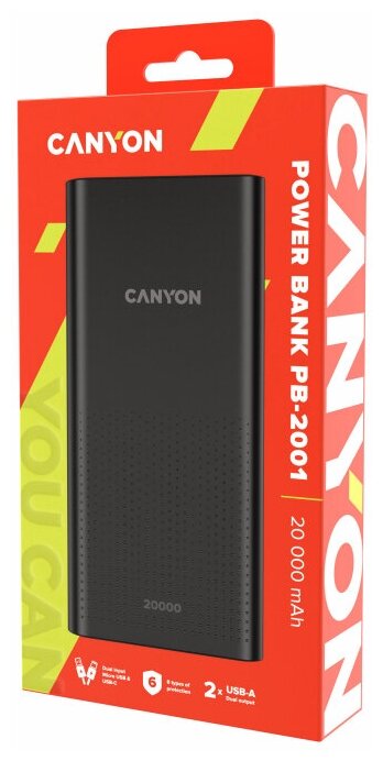 Внешний аккумулятор / портативный аккумулятор Canyon 20000 мАч PB-2001 (CNE-CPB2001B)