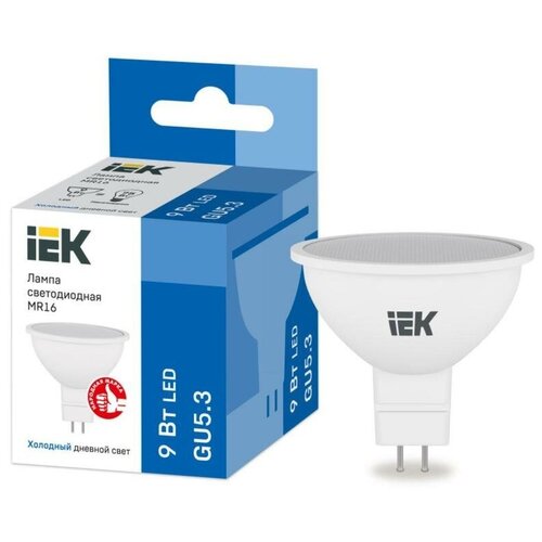 фото Лампа светодиодная iek 9 вт gu5.3 рефлектор 6500 к дневной белый сет 3 шт.