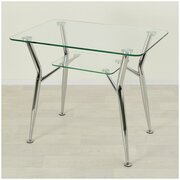 Стеклянный стол для кухни Квадро 10 прозрачный/хром (700х600 мм)