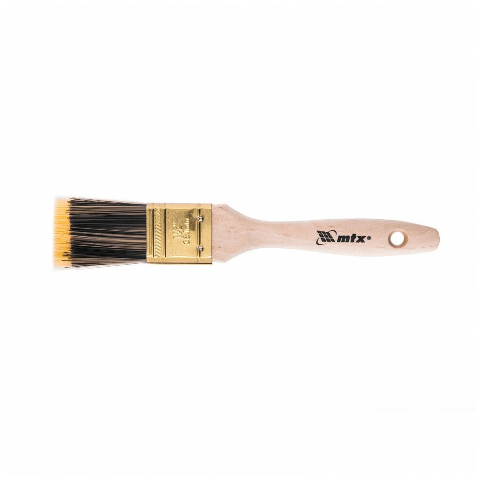 Кисть плоская MTX 1.5" жесткая золотистая искусственная щетина, деревянная ручка 83218 - фотография № 1