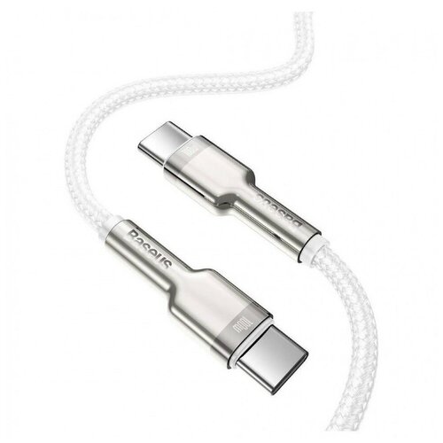 Кабель Baseus Cafule Series Metal Data Cable Type-C to Type-C 100W 2m (CATJK-D01, CATJK-D02, CATJK-D06) (white) baseus нейлоновый кабель baseus cafule series metal data cable type c to type c 100w 2m black черный catjk d01