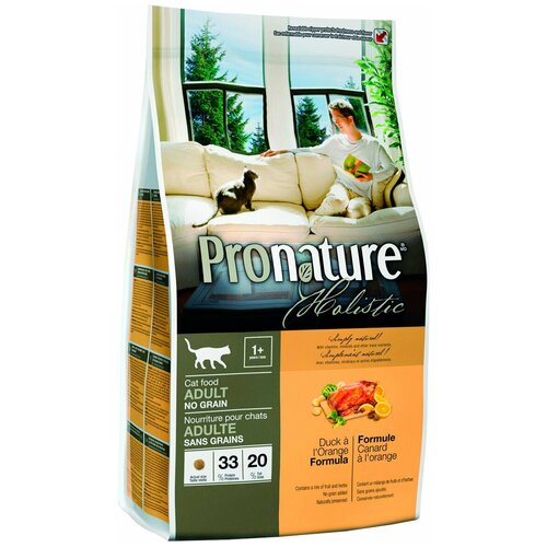 PRONATURE HOLISTIC CAT ADULT NO GRAIN беззерновой для взрослых кошек с уткой и апельсином (0,34 кг)