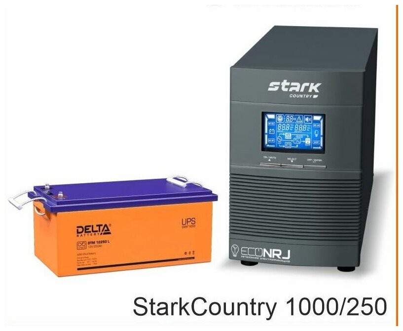 Инвертор (ИБП) Stark Country 1000 Online, 16А + АКБ Delta DTM 12250 L