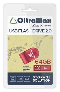 Флэш-накопитель OLTRAMAX OM-64GB-330, USB 2.0, красный