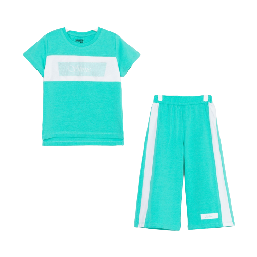 BONITO Комплект для девочки (футболка/брюки ), цвет ментоловый, рост 110
