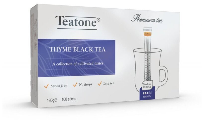 Чай чёрный с чабрецом, TEATONE, в стиках, (100шт*1,8г) - фотография № 11