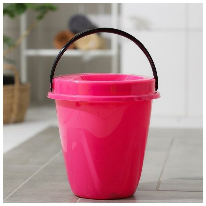 Ведро хозяйственное Радиан с крышкой Лайт, 5 л, цвет розовый (10033075)