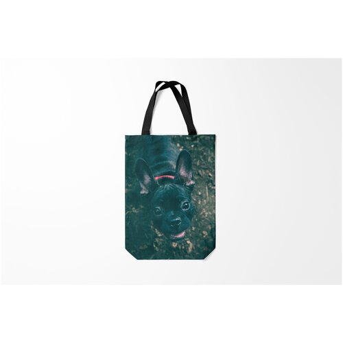 фото Сумка-шоппер / 31х42 см / собаки / бульдог морда собакена черного burnettie