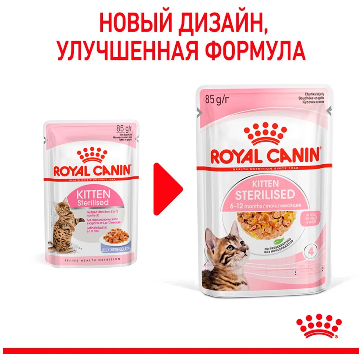 Влажный корм для стерилизованных котят Royal Canin профилактика избыточного веса, мясное ассорти 12 шт. х 85 г (кусочки в желе) - фотография № 14