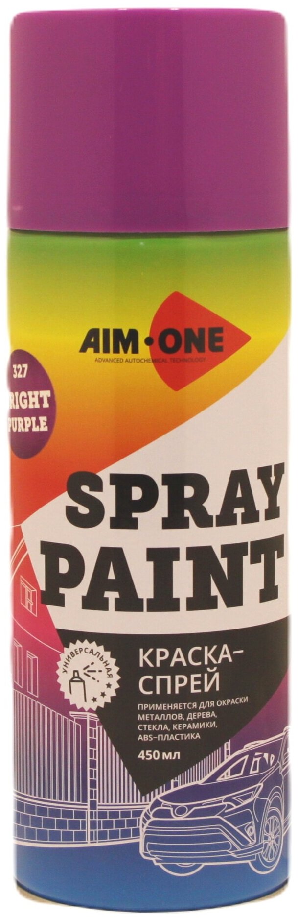 AIM-ONE Краска-спрей ярко-фиолетовая 450мл (аэрозоль). Spray paint bright purple SP-BP327