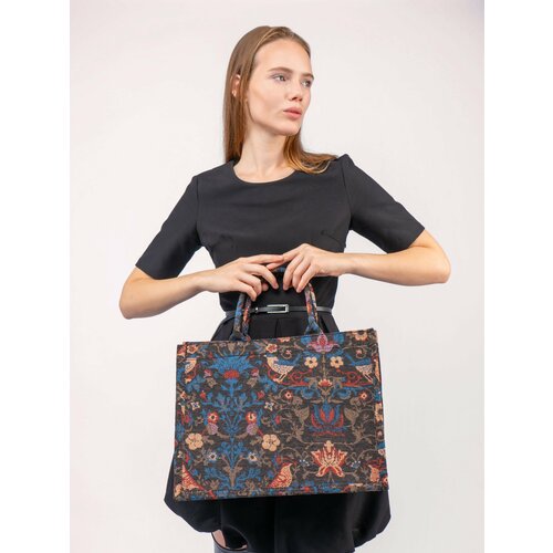 Сумка тоут , фактура зернистая, тиснение, синий