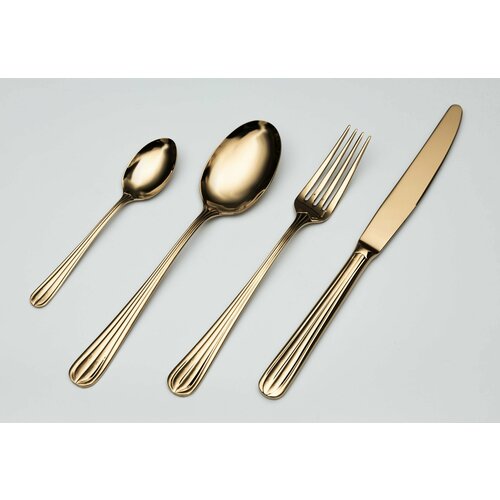 Столовые приборы Belo Inox DUO gold сталь 1810 цвет золото 24 шт6 ложек 6 вилок 6 ножей 6 чайных ложек 52800₽