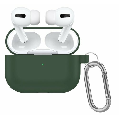 Чехол силиконовый с карабином для AirPods 3, полуночно-зеленый (6)