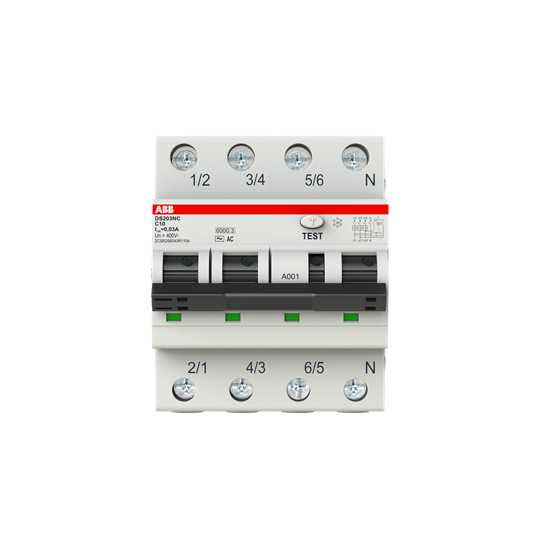 Диффер. автомат ABB DS203NC C10 AC30 3P+N тип АС 6кА 4 модуля 2CSR256040R1104