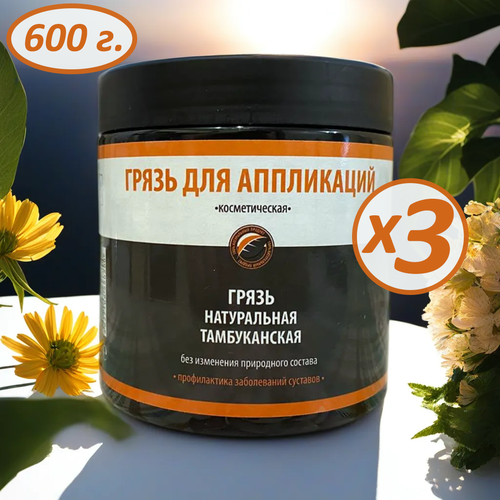 Грязь лечебная тамбуканская сульфидно-иловая для аппликаций в банке Волшебное Озеро, 600 г, 3 шт.