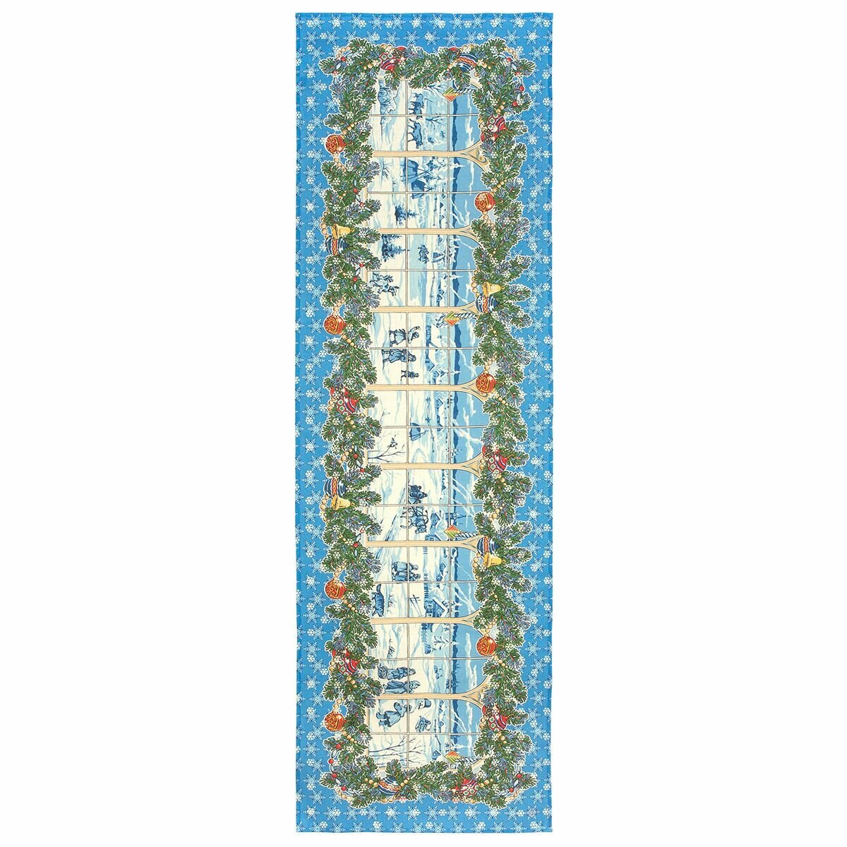 Дорожка настольная (льняная) Павловопосадские платки 10995 "Накануне Рождества" вид 13 45х148 см.
