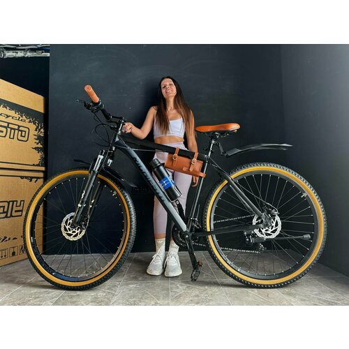 Велосипед горный RICHIESTO 29 Алюминиевая рама 21 Взрослый Спортивный Унисекс черныйкоричневый 2450000₽