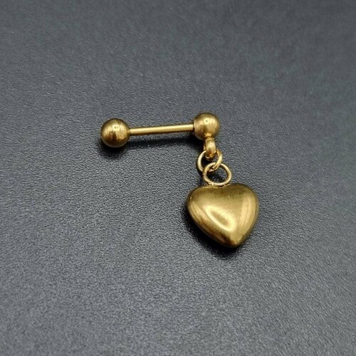 Пирсинг, размер 12 мм, длина стержня 12 мм, золотистый