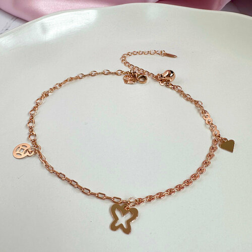 Браслет на ногу XUPING JEWELRY Браслет на ножку Xuping с подвесками: бабочка, колесо, сердце, золотой