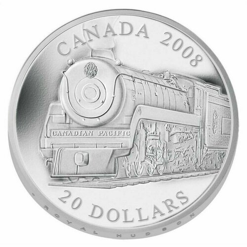 монета канада 25 долларов 2008 год олимпийские игры в ванкувере бобслей серебро пруф Канада, 20 долларов 2008 год, Локомотив - Королевский Гудзон, пруф