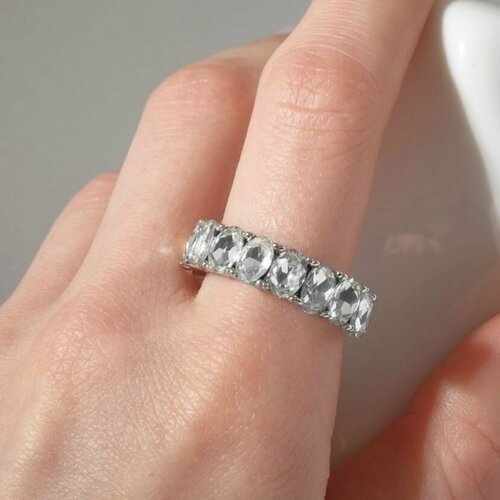 Кольцо, искусственный камень, безразмерное, серебряный кольцо фианит искусственный камень безразмерное серебряный