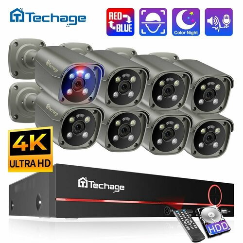 Комплект видеонаблюдения уличный 5Мп Готовый комплект видеонаблюдения на 8 камеры Цифровой проводной IP POE подключи и играй
