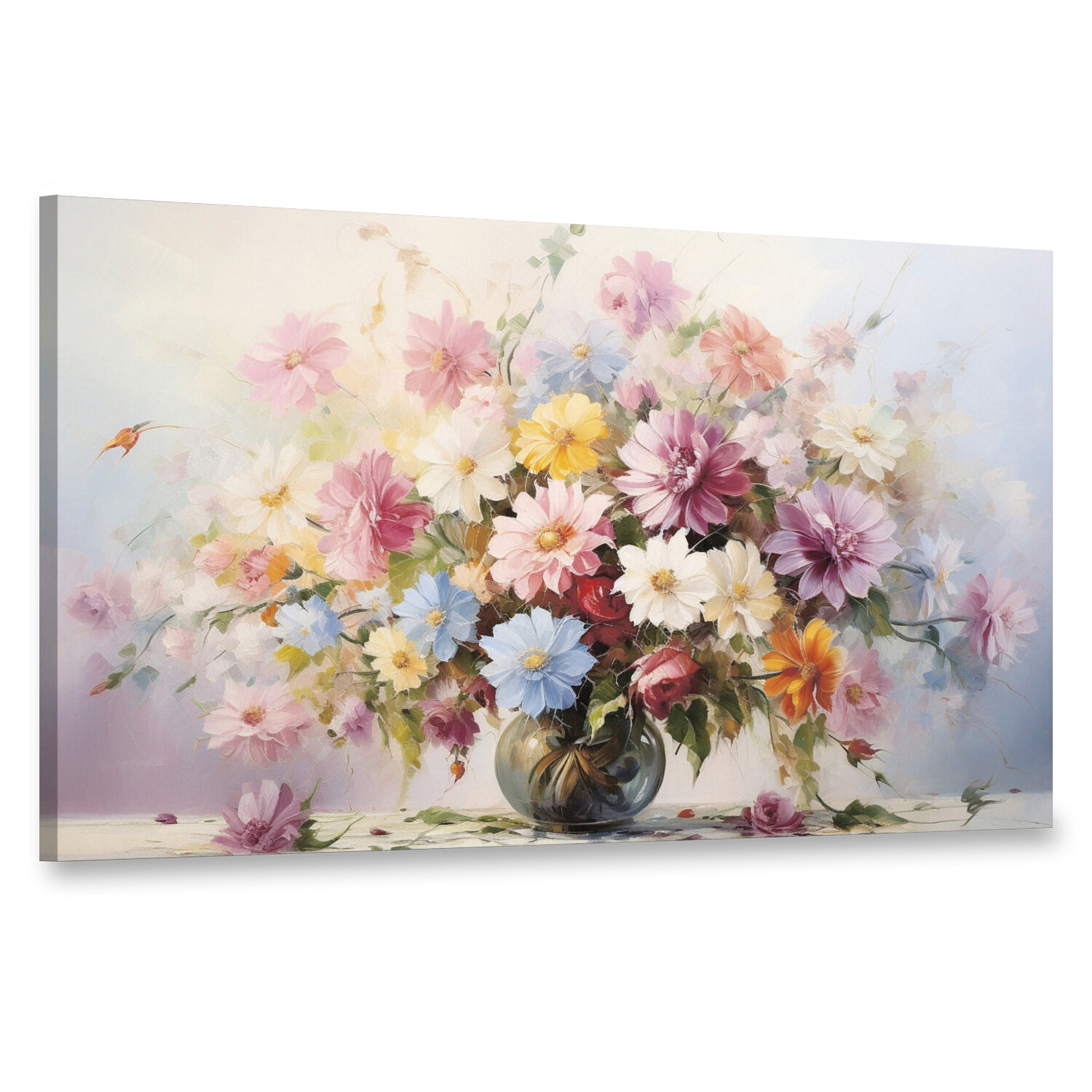 Интерьерная картина 100х60 "Весенний букет на холсте"