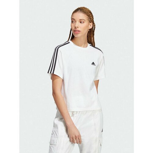 Футболка adidas, размер XS [INT], белый high quality summer woman clothes shirt crop top y2k blouses 2021 bodycon crop top sexy mesh corset top outfits girl party club