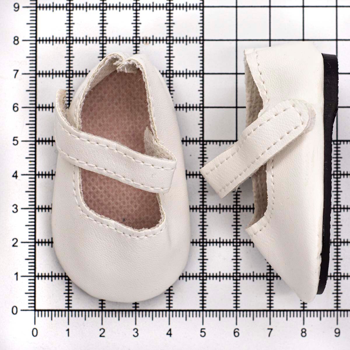 Обувь для кукол туфли на липучках 7*3,5*3см, 1 пара, белые, полиуретан, Айрис — фото 1