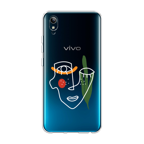 Силиконовый чехол на Vivo Y91c/Y1s / Виво Y91c/Y1s Минималистичный принт белый, прозрачный силиконовый чехол на vivo y91c виво y91c черная монашка