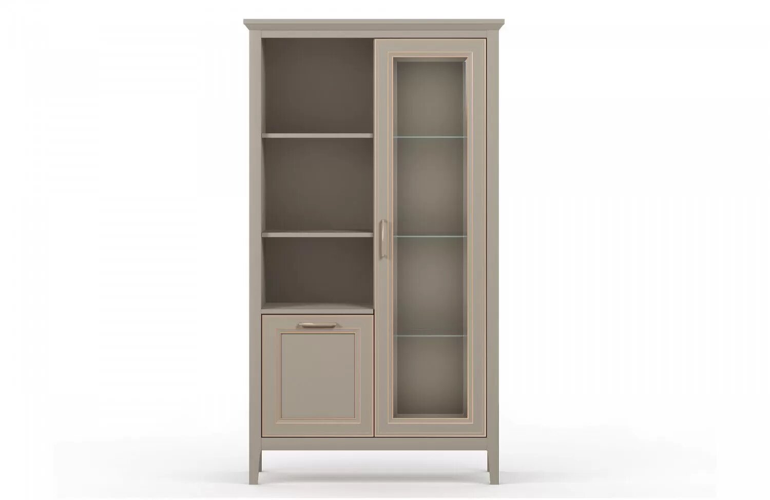 Шкаф-витрина БРВ мебель Классик REG1W1D (Глиняный серый)