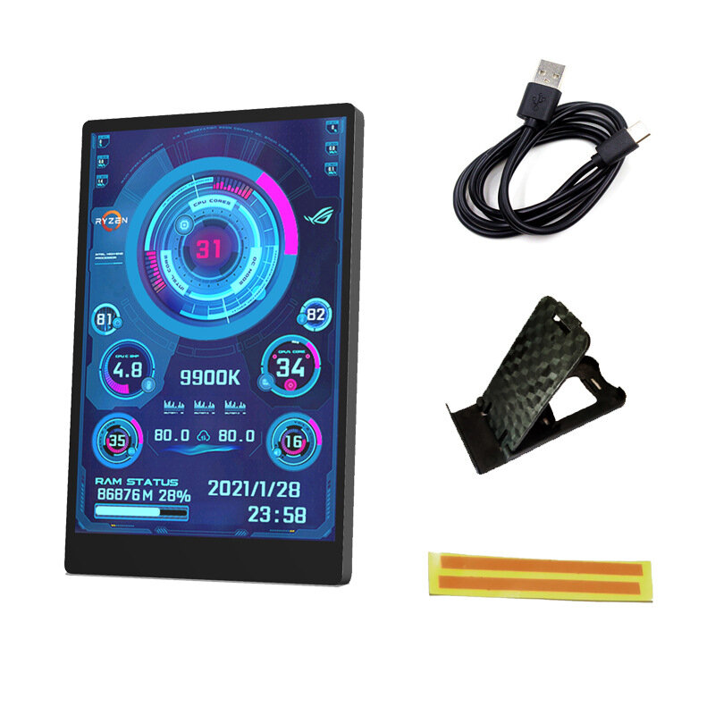 Компьютер, 3,5", с IPS-экраном, с AIDA64, черный