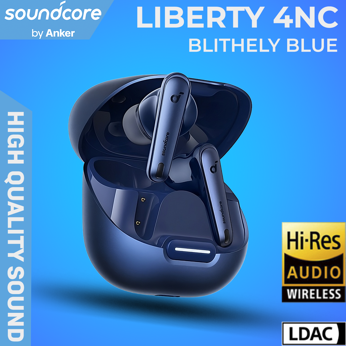 Беспроводные наушники Anker Soundcore Liberty 4 NC Global - Улучшенная версия, Новинка 2023 - Оригинал, Синий