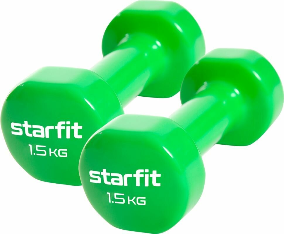 Гантели 2шт. 1,5 кг виниловые, зеленый, DB-101 Starfit