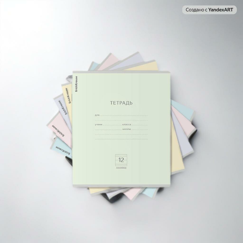 Набор тетрадей 12 листов, линейка ERICH KRAUSE Классика Light, плотная обложка ассорти, 1уп/5 шт — фото 1