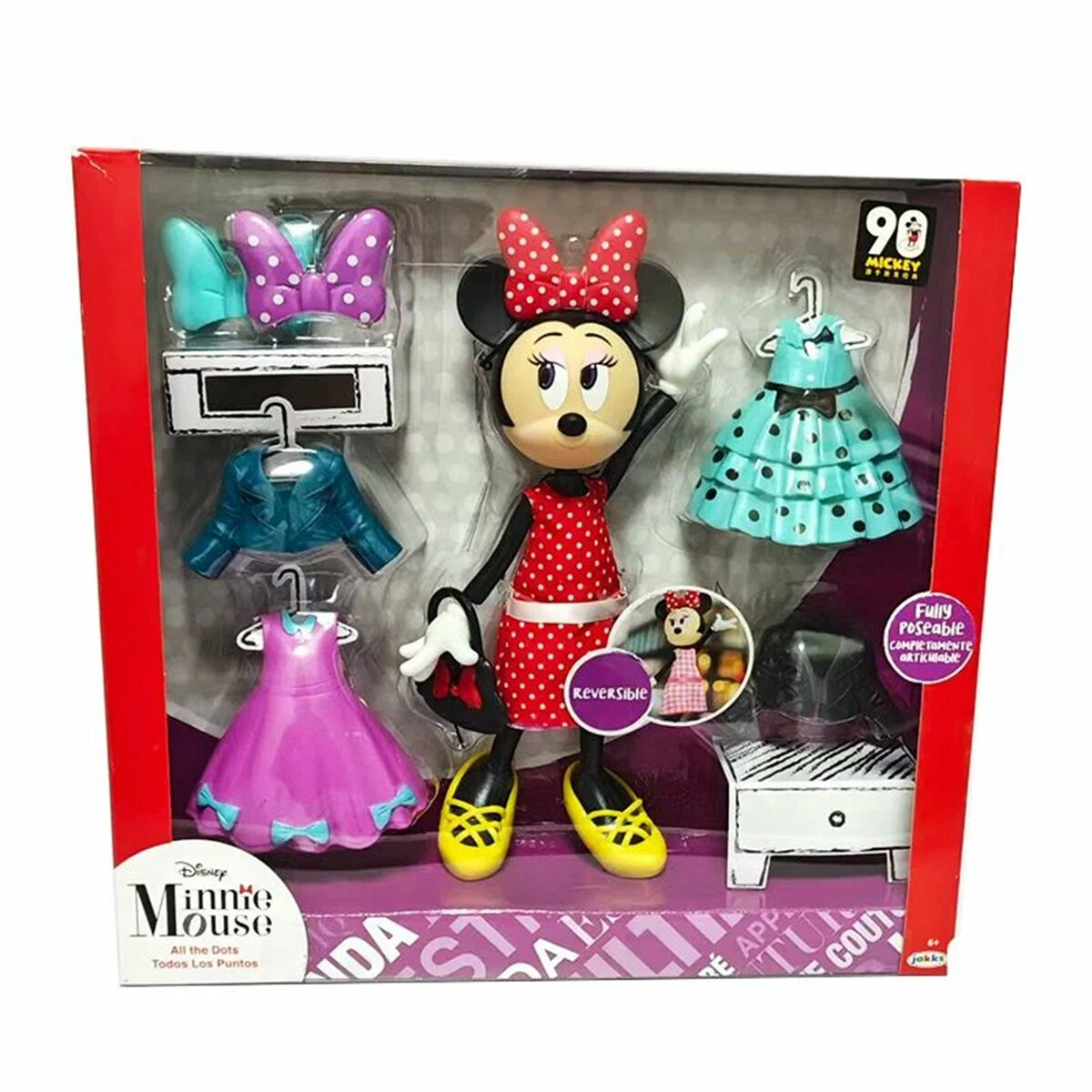 Jakks Disney Minnie Mouse All the Dots/ Набор игрушек для куклы Дисней Минни Маус, включающий модные костюмы, Дисней