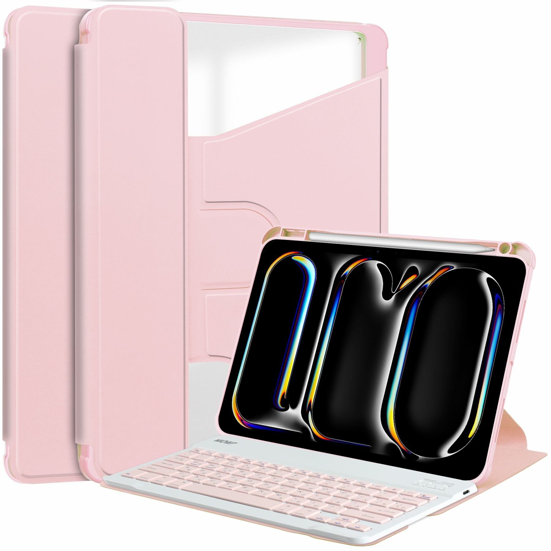 Чехол для iPad Pro 13" (2024-2025) с клавиатурой розовый