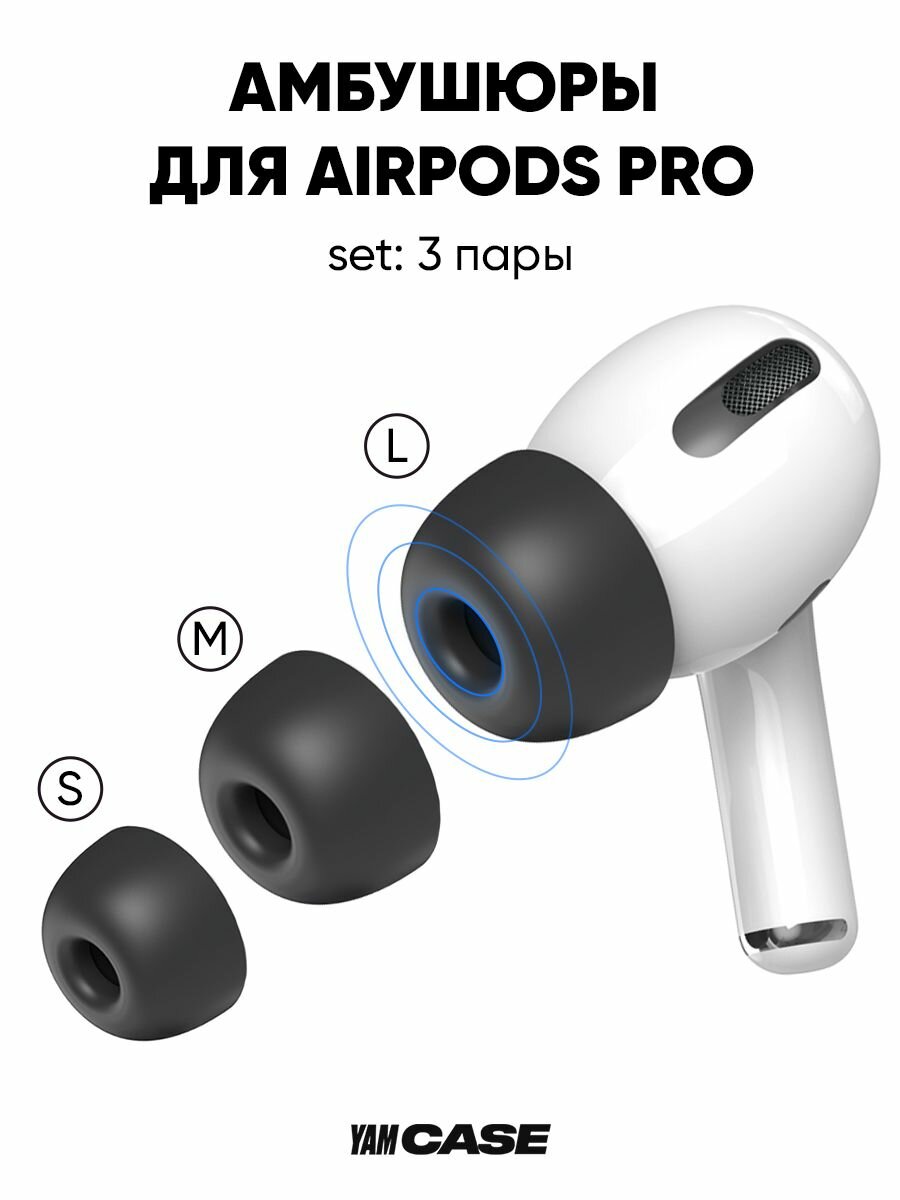 Амбушюры черные S, M, L для наушников AirPods Pro, Pro 2 силиконовые