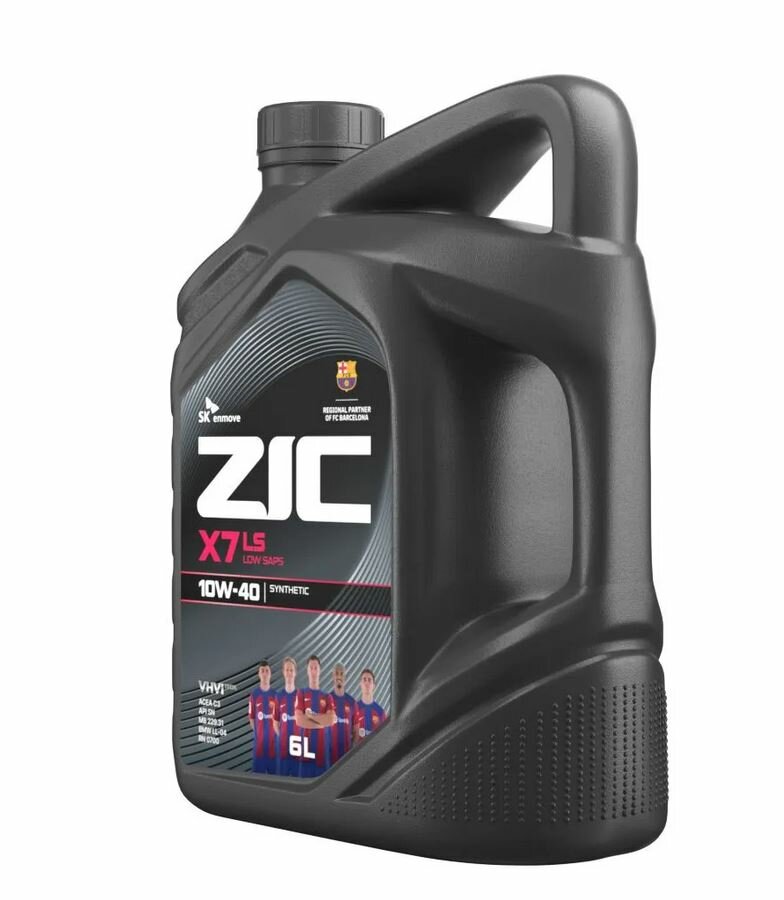 Моторное масло синтетическое ZIC X7 LS 10W-40, 6 литров канистра — фото 1