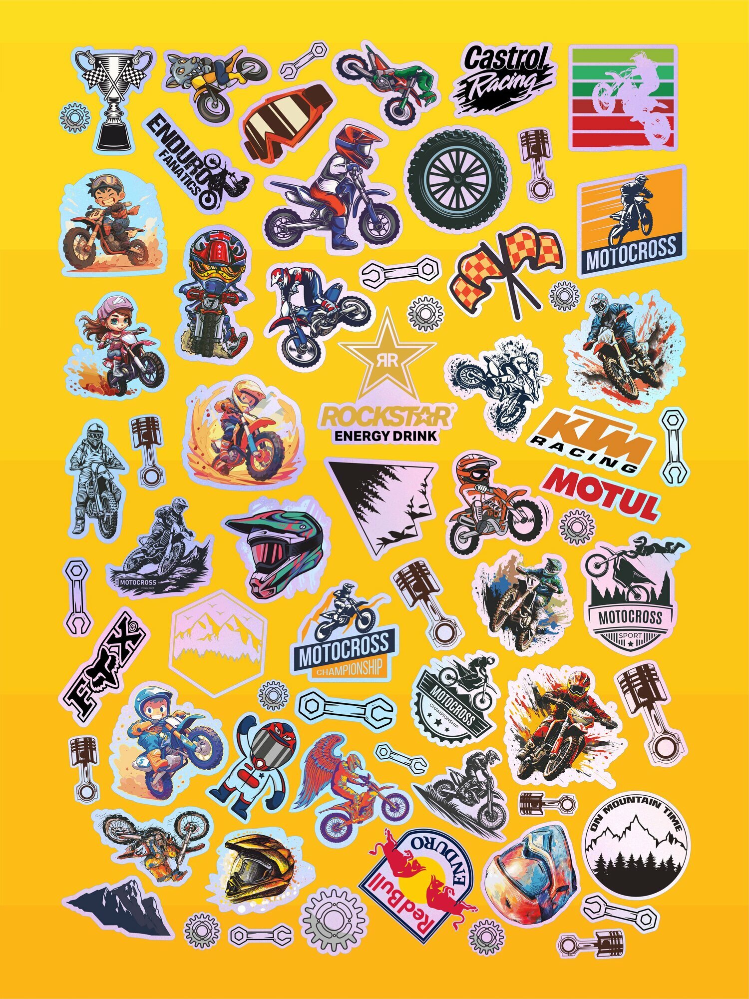 Наклейки стикеры голографические Эндуро — фото 1