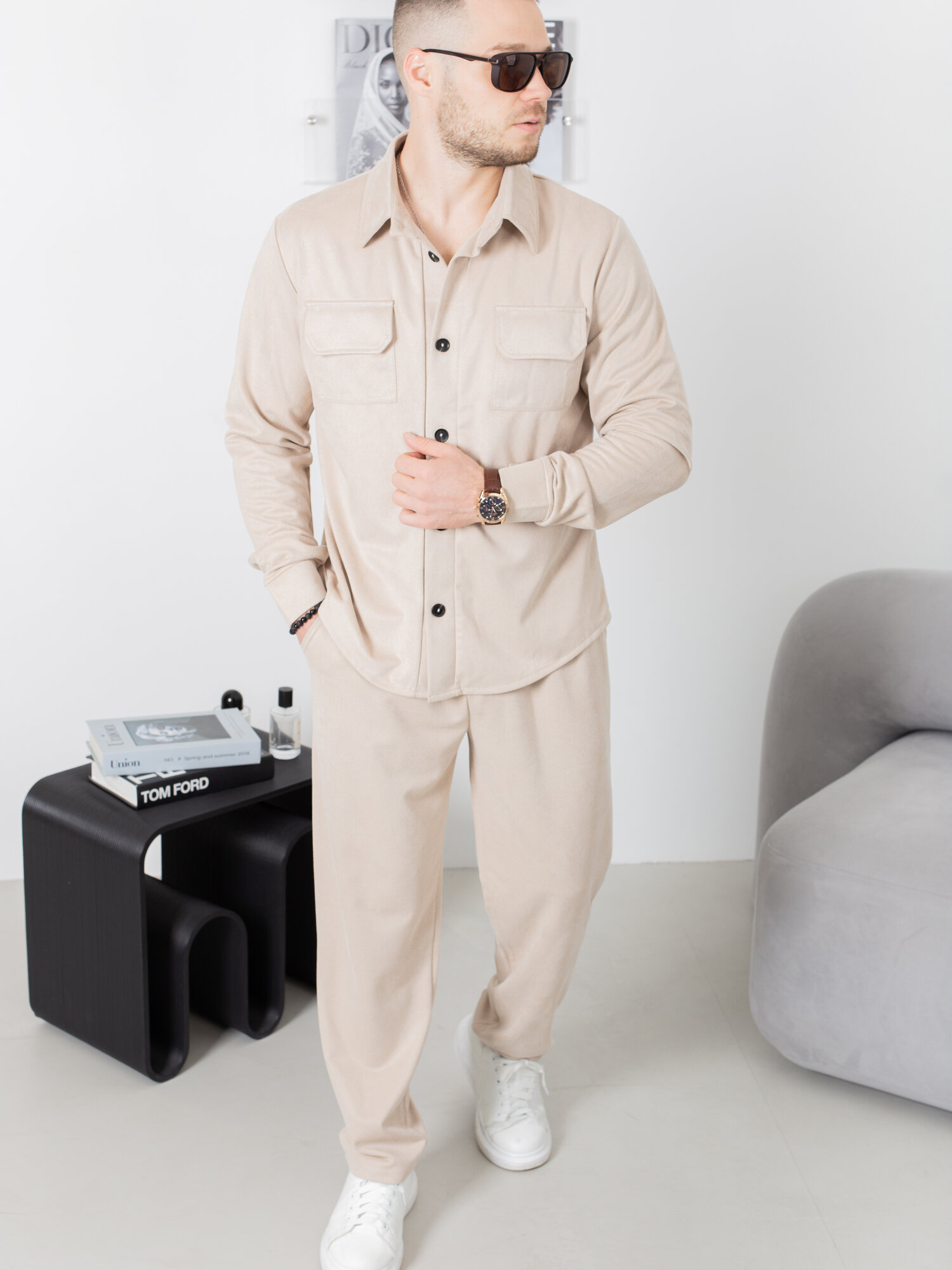 Костюм спортивный BRANKI, размер 54, бежевый