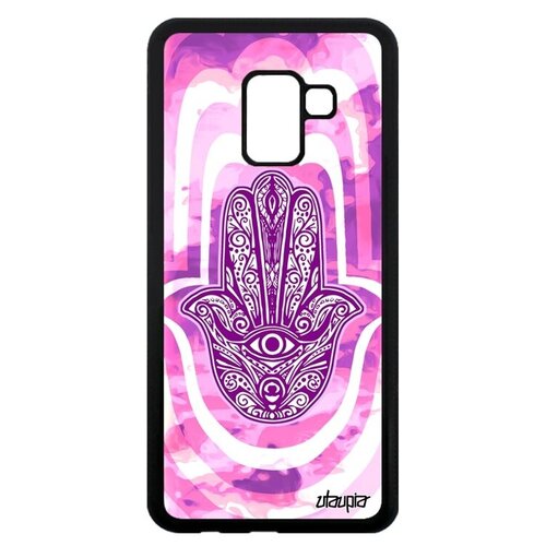 фото Необычный чехол на мобильный // samsung galaxy a8 2018 // "амулет хамса" стиль кулон, utaupia, розовый
