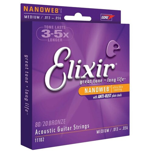 фото Elixir 11102 nanoweb medium струны для акустической гитары, 13-56