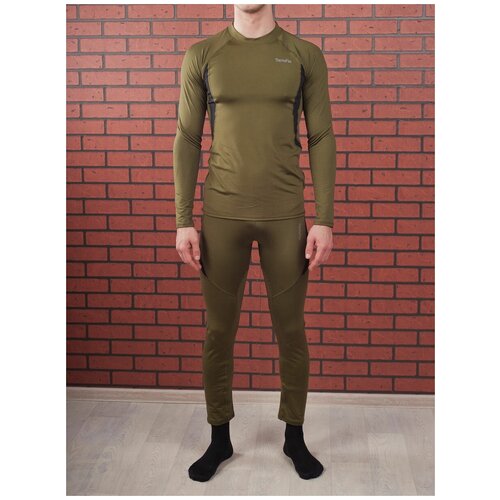 фото Комплект термобелья kamukamu комплект термобелья: лонгслив и кальсоны genom цвет олива зеленая (green), размер xl/176-182, зеленый