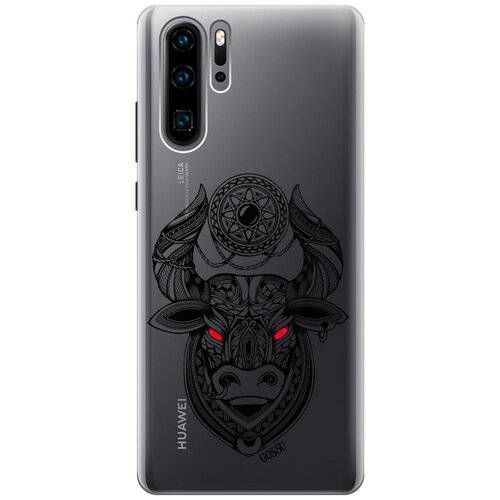 Ультратонкий силиконовый чехол-накладка Transparent для Huawei P30 Pro с 3D принтом Grand Bull ультратонкий силиконовый чехол накладка transparent для huawei p30 pro с 3d принтом grand leo