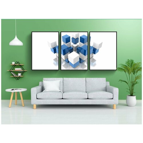 фото Набор модулных постеров для интерьера "синий, игральная кость, дизайн" 60x90 см. в тубусе, без рамки lotsprints