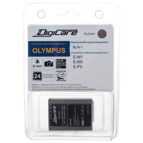 Аккумулятор DigiCare PLO-N1 / Olympus BLN-1, для OM-D E-M1, OM-D E-M5, PEN E-P5 аккумулятор для фотоаппарата olympus pen e pl1s